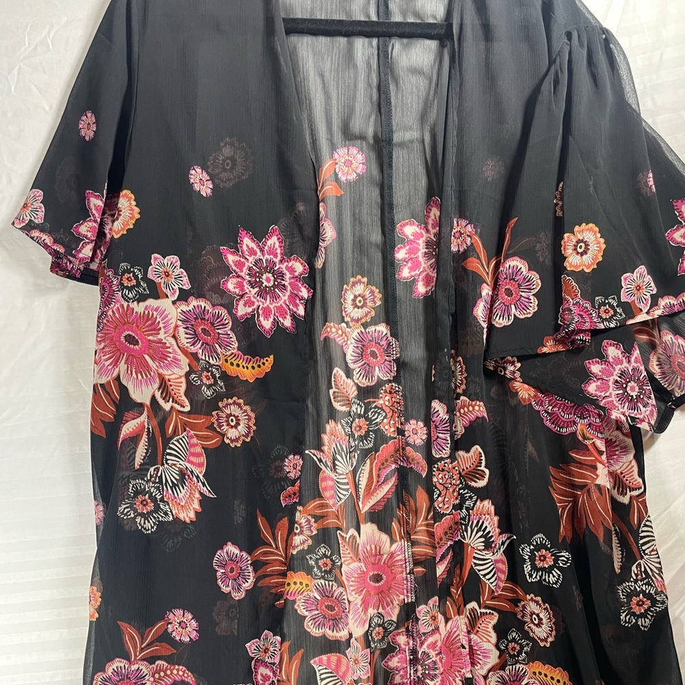 Maurices Black Sheer Textured Kimono Cardigan - Picture 1 of 8